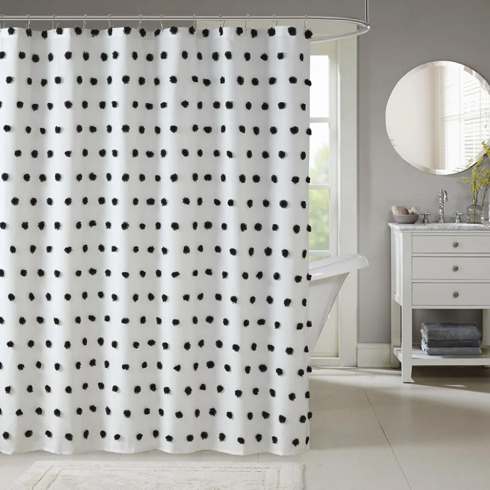 

Simple and stylish black polka dot shower curtain waterproof and mildew-proof bathroom curtain waterproof and easy to dry 210x180cm
