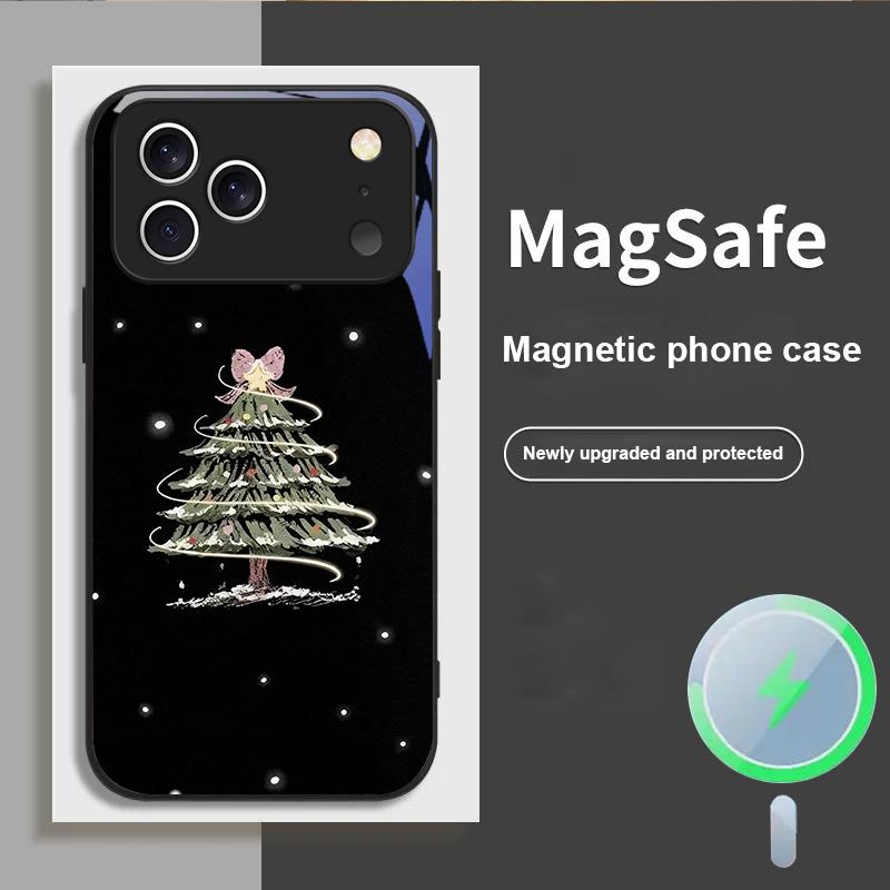 Decorated Christmas Tree For Magsafe iPhone 17 Pro Max 16 E 15 14 13 Plus 12 Mini 11 17 Air XR Xs Max 7 Plus Glass Phone Case
