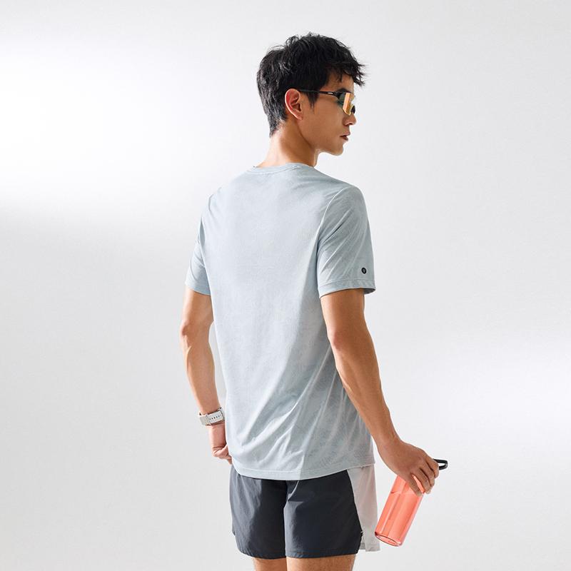 Anta Running Series Short Sleeve Knitted Shirt Summer T-Shirt Men tops Medium-Gray Heather-Gray 952625109-2