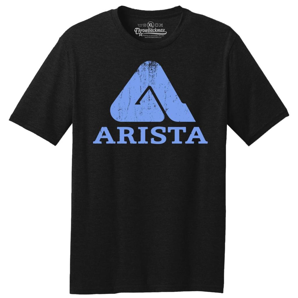 Throwbackmax Arista Record Label Classic Cut, Premium Tri-Blend Black T shirt