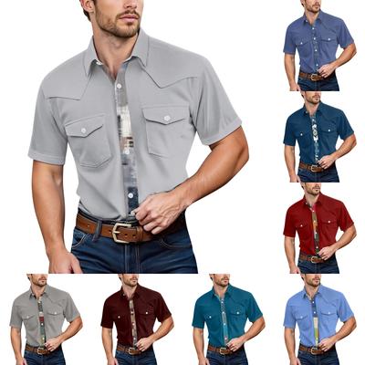 Men'S Fashionable Lapel And Shoulder Length Short Sleeved Casual Top