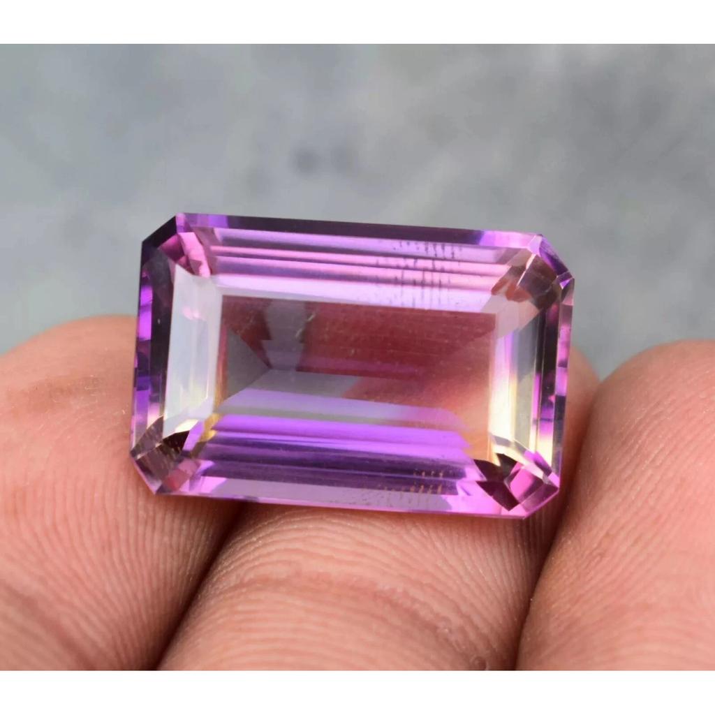 Bi-Color Ametrine Natural 14+ Ct Emerald Cut Beautiful Certified Loose Gemstone