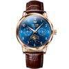 OLEVS 6698 Leder Arabische Ziffern OEM-Logo Multifunktional Mondphase Automatische Mechanische Uhr für Herren