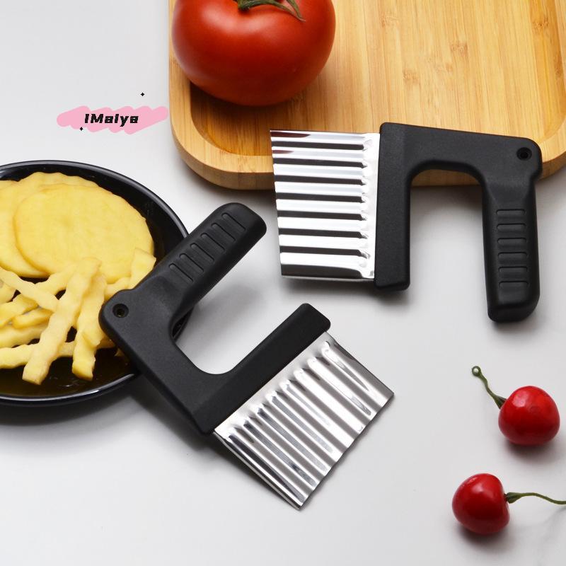 M-Stainless Steel Potato Crinkle Wavy Slicer Knife French Fries Dough Vegetable Fruit Potato Cutter Chopper Kitchen Maker Tool