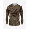Bear Pig Hunting Animal 3d Print Long Sleeve T-shirt Men Women Fashion Tshirt Camo Camouflage Tops Tees Outdoor Sportwear Tshirt