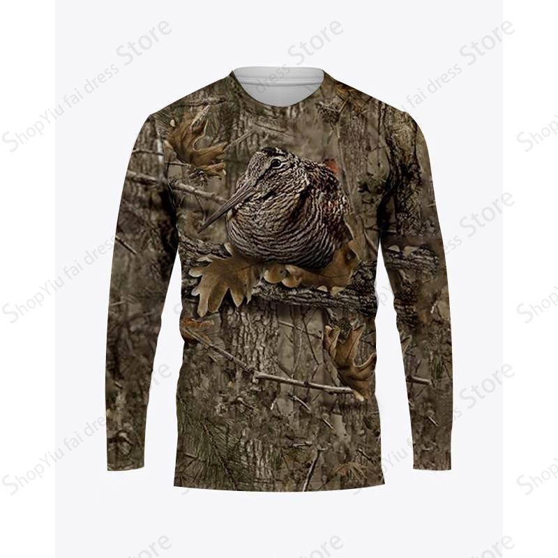 Bear Pig Hunting Animal 3d Print Long Sleeve T-shirt Men Women Fashion Tshirt Camo Camouflage Tops Tees Outdoor Sportwear Tshirt S