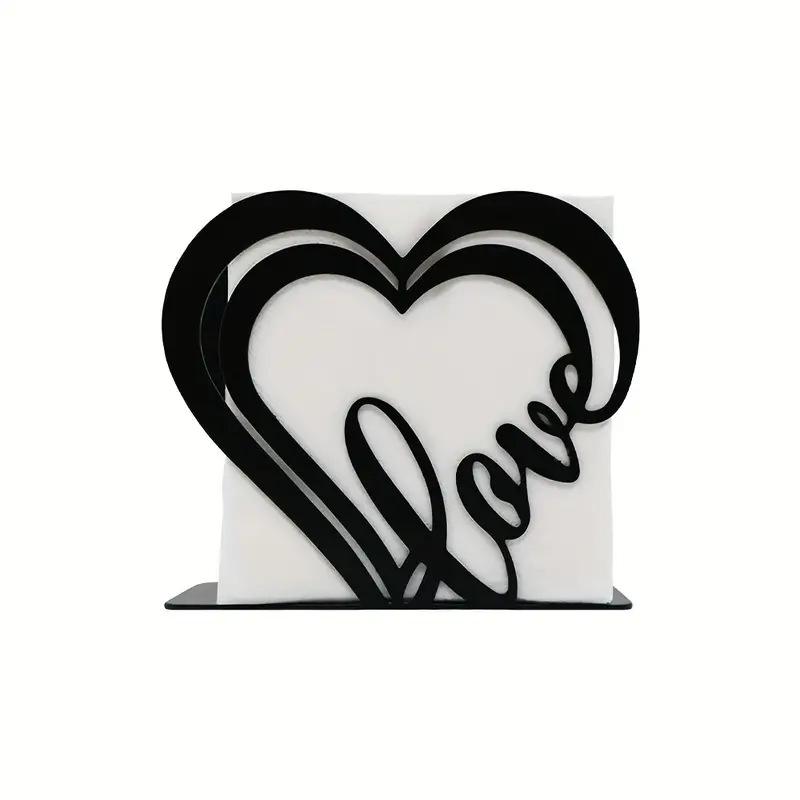 Heart-Shaped Wrought Iron Napkin Holder for Home Decor