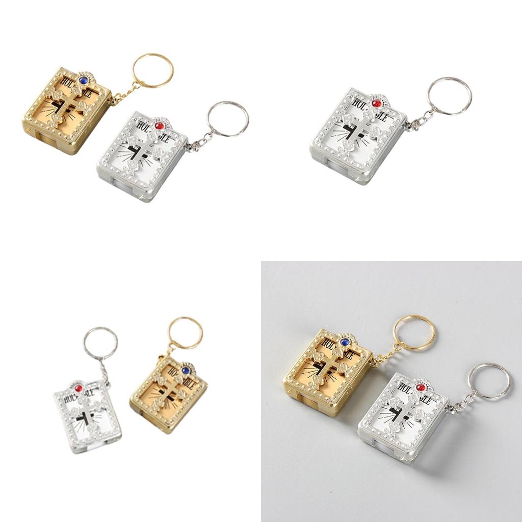 Atemberaubender Miniatur-Bibel-Schlüsselanhänger in Gold und Silber erhältlich