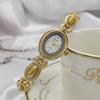 Faux Gemstone Bracelet Watch Ladies Vintage Oval Dial Wristwatch Elegant Quartz Watch Gift for Her Girlfriend Mom Wife