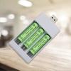 Rechargeable Battery Charger USB Output 3 Slots Charging Short Circuit for Protection Suitable for AAA/AA Battery Tools