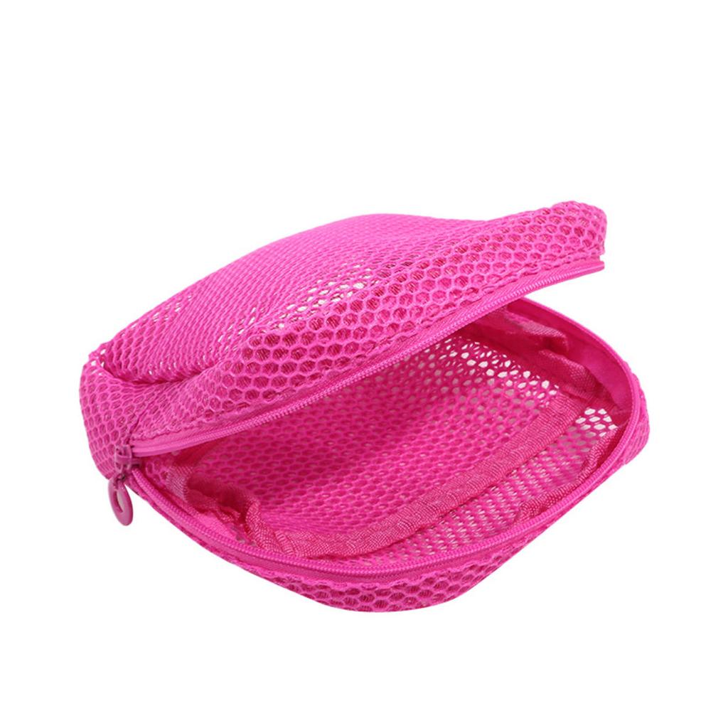 Portable Mesh Cosmetic Bag Lipstick Key Storage Pouch Candy Color Square Zipper Coin Purse Sanitary Napkin Holder Bag