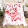 Pig Duvet Cover Kids Cute Pink Pig Farm Animal Comforter Cover With Zipper Closure Boys Girls Cartoon Farm Animal Bedding Sets