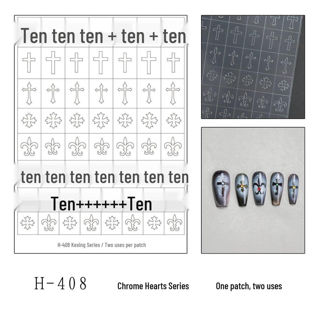 Transparent Hollow Manicure Stickers: Star, Chrome Heart, Bow Templates, Pat Pat Glue Tool