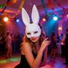Bunny Girl Masque Bunny Ears Halloween Bunny Masque with Long Rabbit Ears Half Face Masquerade Mask Cosplay Party Costume for Bi