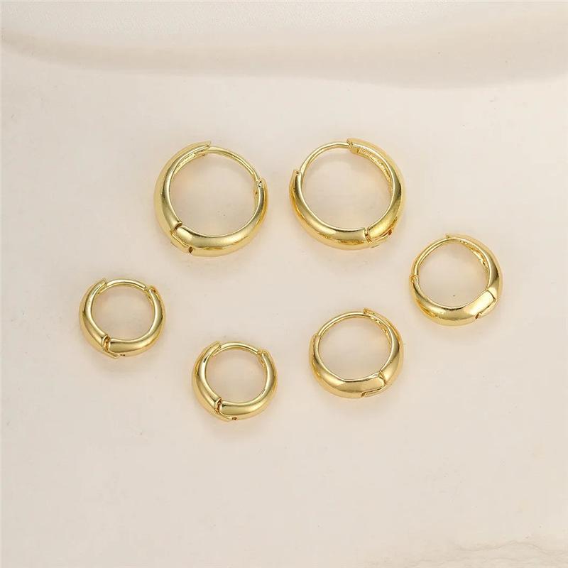 3Pcs/Set Trendy Fashion Classic Style Copper Alloy Gold-Color Smooth Metal O- Shaped Circular Earrings For Woman Party Jewelry