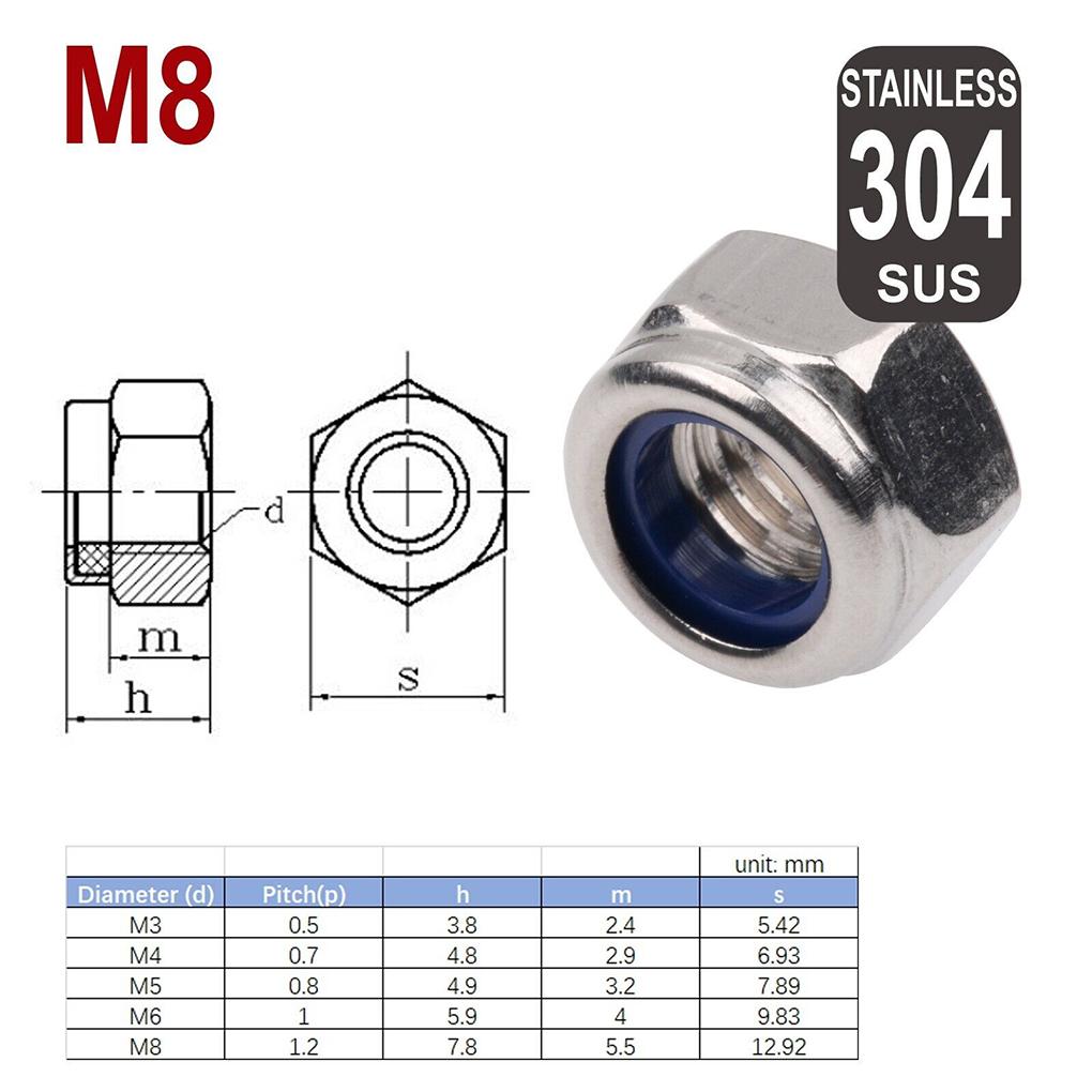 6PCS Stainless Steel Slot Channel M8 T Bolts 27mm Locknuts Kit For Track Awning 4x4 4WD
