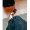 2025 New Red Mary Jane Shoes Japanese Round Head College Style Love Buckle Small Leather Shoes Women's Patent Leather Retro Single Shoes