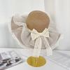 Mesh Bow Lace Straw Hat Summer Big Brim Sun Protection Sun Hat Seaside Beach Resort Sun Hat