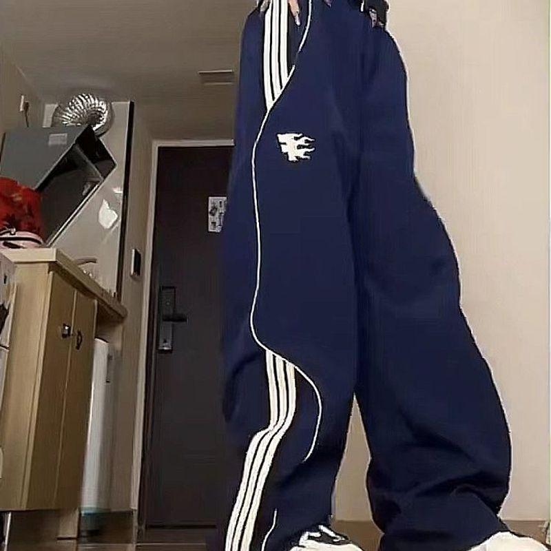 

Очень большой размер спортивных брюк с широкими штанинами и боковыми полосками в европейском и американском стиле Blue([Upgraded version]]) 2XL(65.00 kg-80.00 kg)