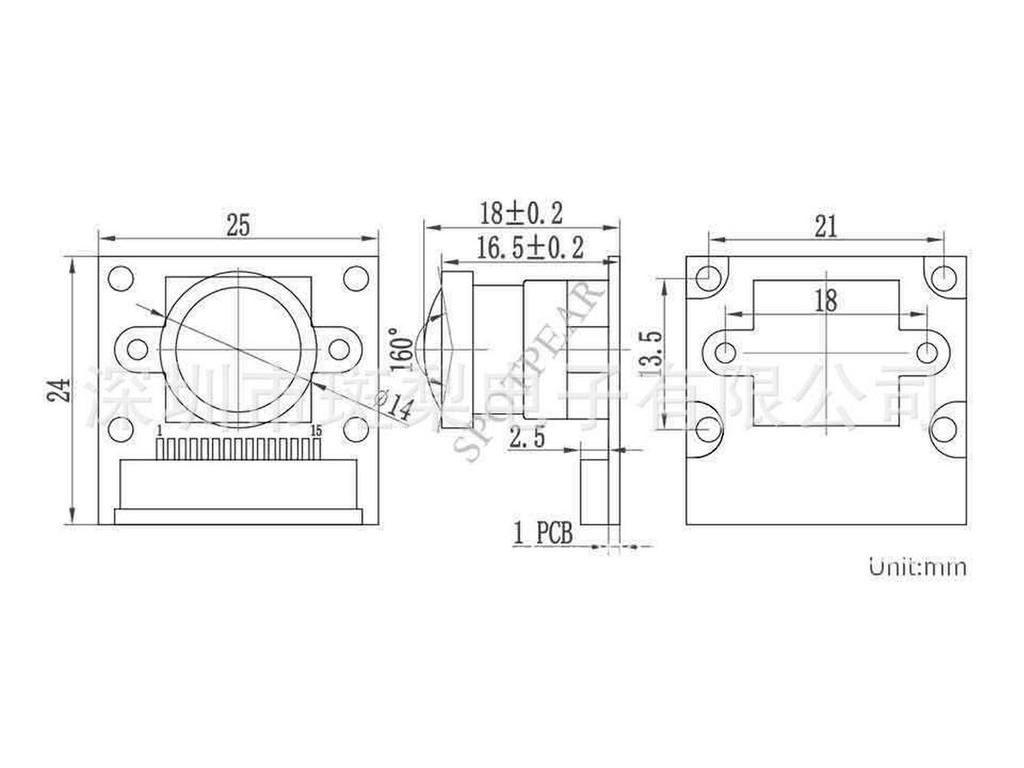 Raspberry Pi OV9281-160 Global Shutter Schwarzweißkamera, 1 MP