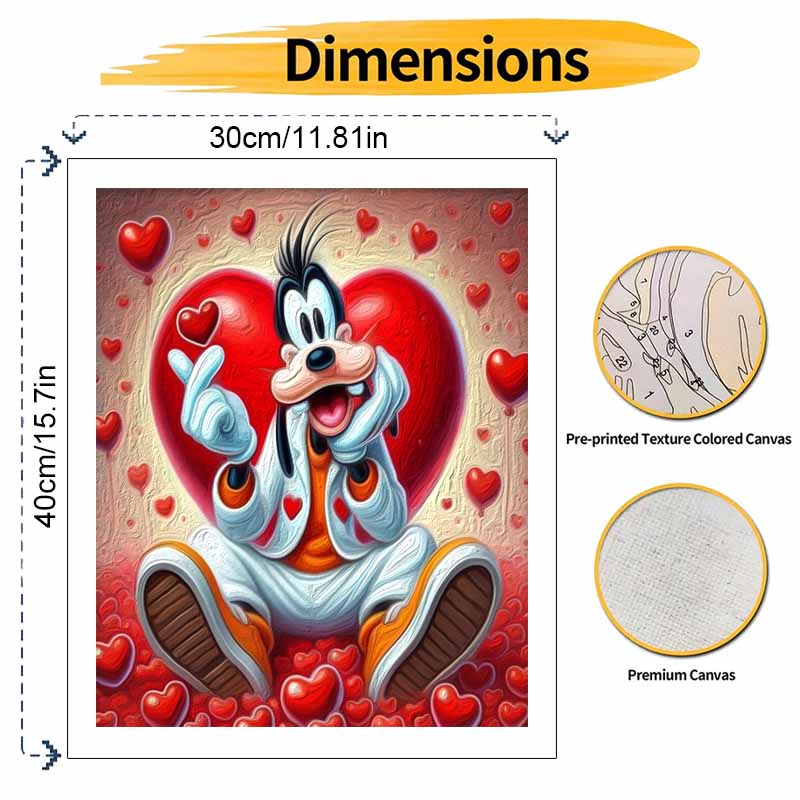 Disney Goofy Love Heart Oil Paint Hand Painting Kit Decoration Classic Style Home Decor Gifts For Valentines Day Art Collection Set