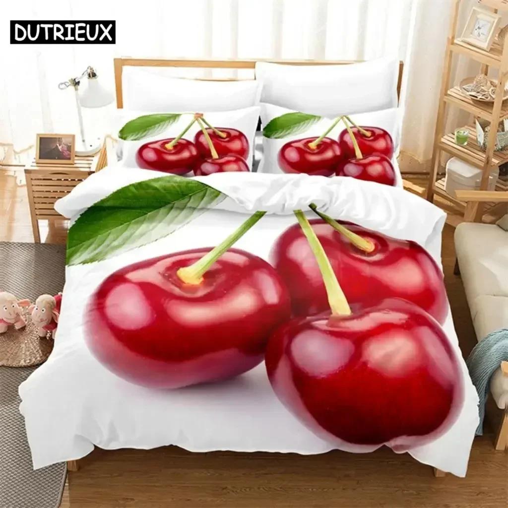 Red cherry Bedding Set Duvet Cover Set 3d Bedding Digital Printing Bed Queen Size Bedding Set Fashion Design