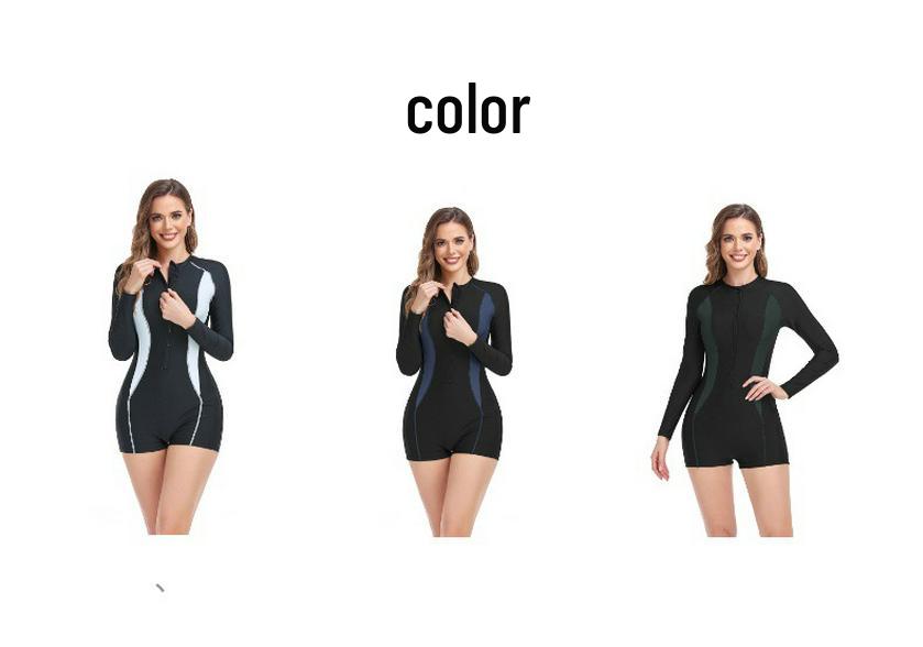 Long-sleeve Full Body Sun Protection Slim Fit Zipper One-piece Swimsuit