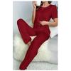 Pajamas suit classic women's solid color milk silk short-sleeved round neck T-shirt trousers suit