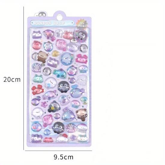 1 Pc Creative Candy Ghost Rabbit Drop 3D Relief Stickers Scrapbooking Diy Diary Stationery Sticker Decor Cute Aesthetic Stickers