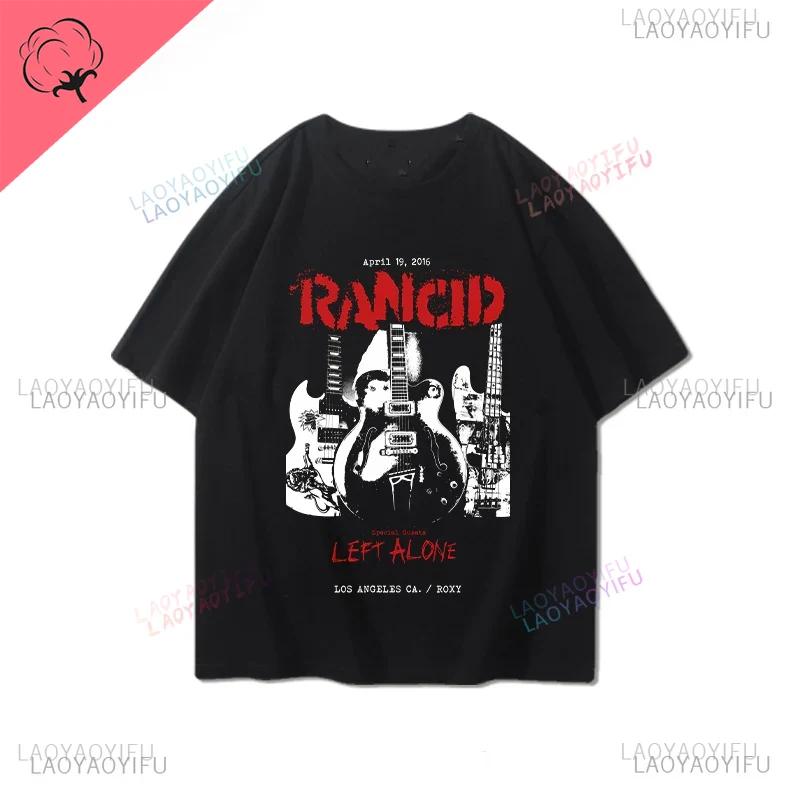 Rancid Band Short Sleeved Tshirt for Mens Summer American High Street Print Cool Pure Half Sleeves Trendy Printed Tshirt Top