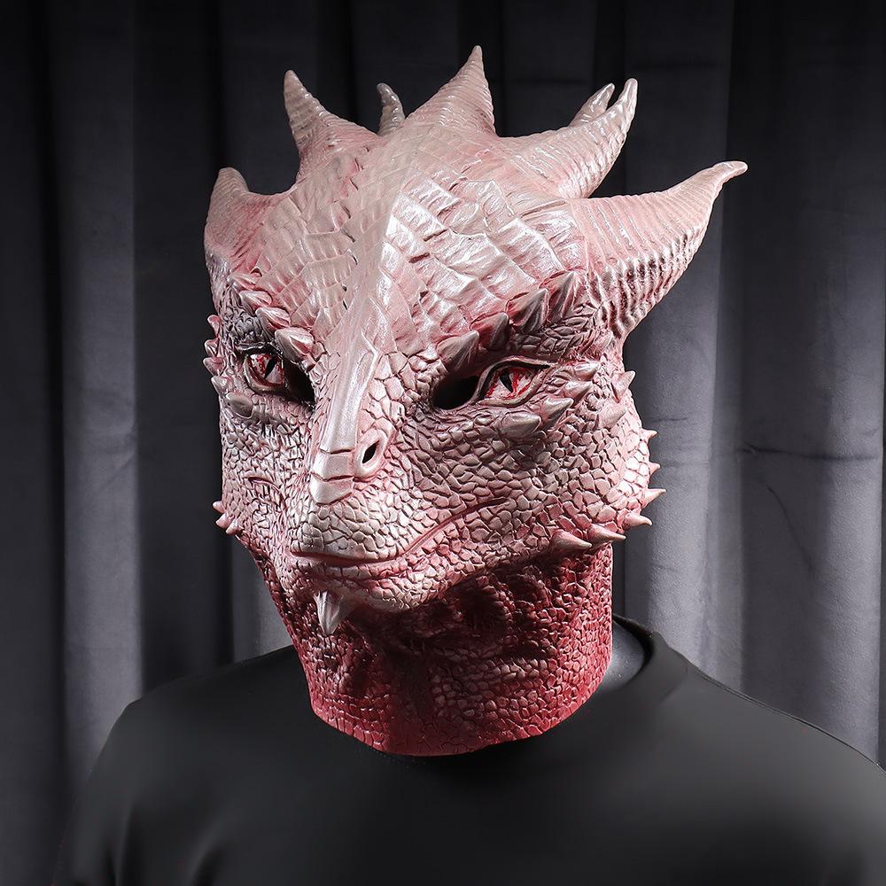 

Flame Dragon Head Cover, Party Latex Mask Adult size червоний