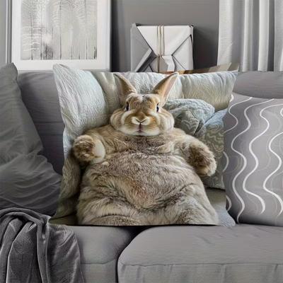 Cute Animals Print Pillowcase: 2D Flat Printing, Non-real Embroidery, Night Sofa Night Sofa Cushion