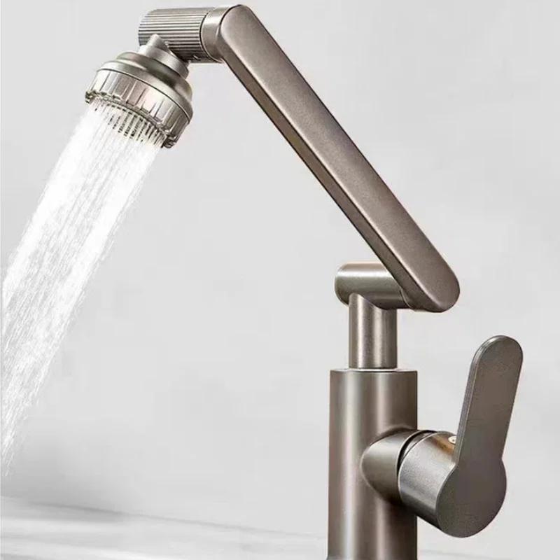 1080° Swivel Bathroom Sink Faucet Mixer Deck Mounted Splash Proof Water Tap Shower Head Aerators Tapware For Bathroom
