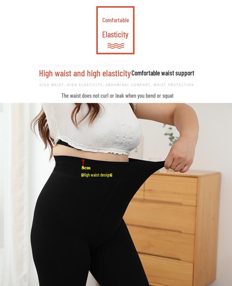 Übergröße Hohe Taille Samt Baumwolle Leggings für Winter - Einfarbig, Warm, für Frauen bis 200 lbs