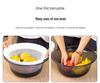 Large Kitchen Double-Layer Drain Basket with Lid for Fruit & Vegetable Washing and Storage