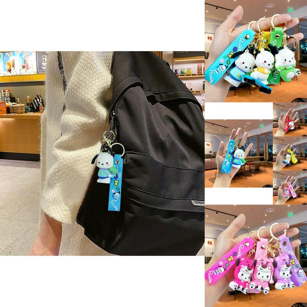 Cute Pochacco Car Hanging Ornament Colorful Rubber Cartoon Keychain Couple Bag Decoration