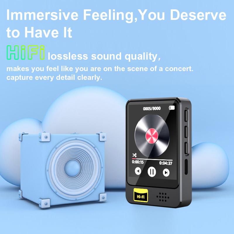 Bluetooth 5.2 MP3 MP4 Player 1.77inch Touch Screen Walkman Player Built-in HD Speaker with 3.5mm Earphone with E-book/FM Radio