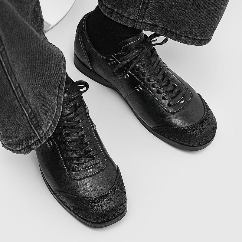 Fashion Men Shoe Men's Leather Lace-Up Casual Shoes Comfortable Men's Walking All-match Sneakers for Men Breathable Male Driving Flats