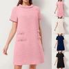 Damskie słodkie francuskie krótkie sukienki w stylu Elegancki Tweed Jednolity kolor Zapinana na guziki Sukienka midi Biurowa damska krótka formalna sukienka