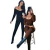 Damen Square Neck Langarm Romper Slim Fit Hohe Taille Einfarbig Dehnbar Jumpsuit Für Yoga Workout Tägliches Athleisure Outfit