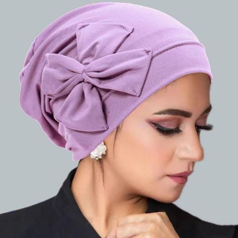 Muslim Women Inner Hijab Hat Bowknot Turban Indian Bonnet Headscarf Beanies Hair Loss Head Wrap Chemo Cap Turbante Mujer