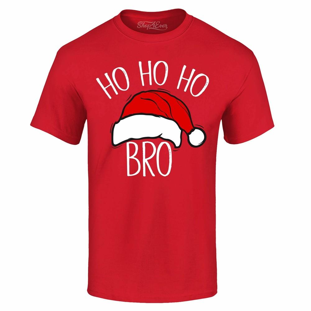 

Ho Ho Ho Bro Santa Hat T-shirt Funny Christmas Santa Claus Shirts 4XL