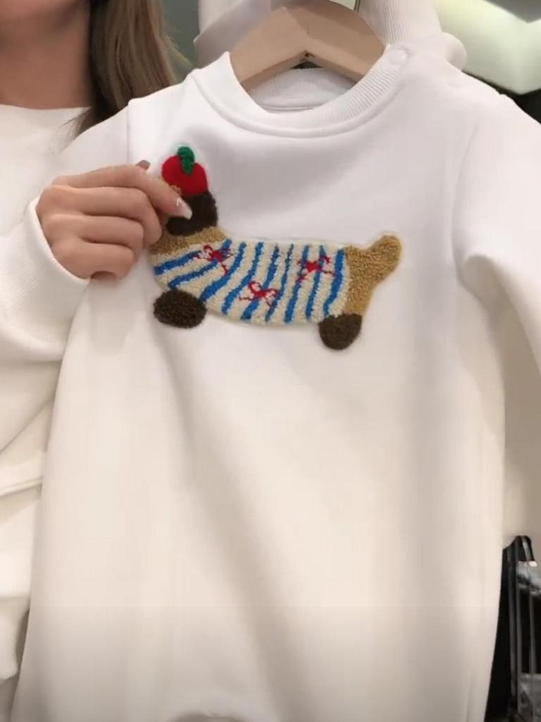 Dachshund Embroidery Parent-Child Sweatshirt - Cozy, Loose Korean Style for Autumn/Winter