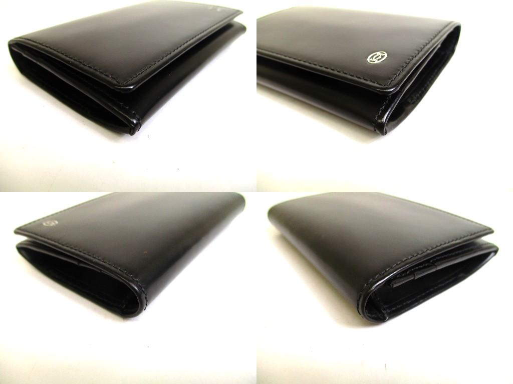 Authentic Cartier Pasha De Cartier Black Leather Siver H/W Card Holder #b100  Seller Refurbished