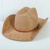Beliebter europäischer und amerikanischer Stil Wildleder Western Cowboyhut für Männer und Frauen einfacher und modischer Hut mit breiter Krempe Jazzhut