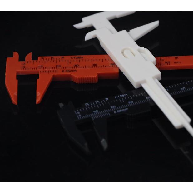 3Pcs Mini Plastic Vernier Caliper, 80mm Plastic Ruler Double Scale Sliding Gauge Measuring Tool for Inside Outside Step Depth, Portable 0-3
