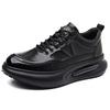 Mens Genuine Leather Derby Shoes Breathable Casual Footwear Low Heel Round Toe Lace Up Rubber Sole