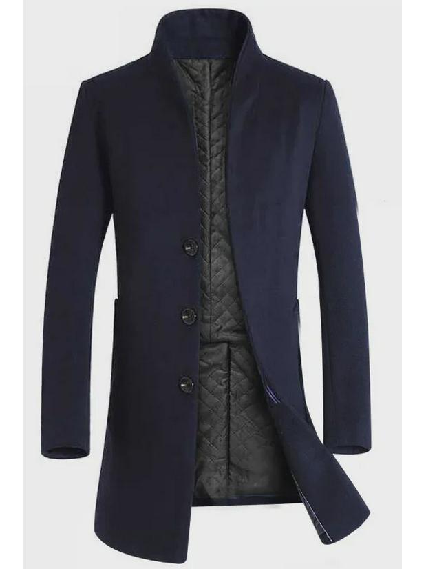 Winter Slim Woolen Windbreaker Coat for Men, Medium & Long