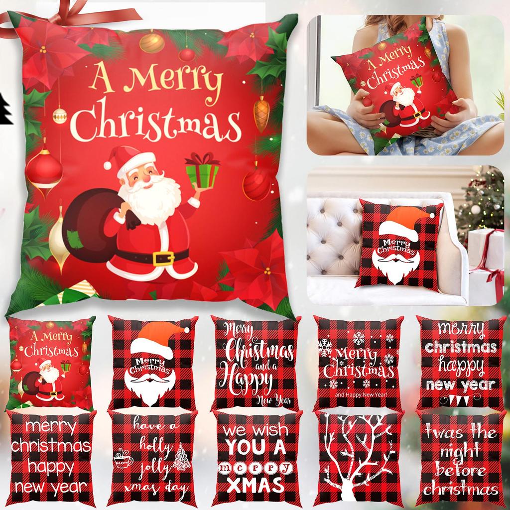 Buy Christmas Throw Covers Decorative Cover 18x18 Inches Linen