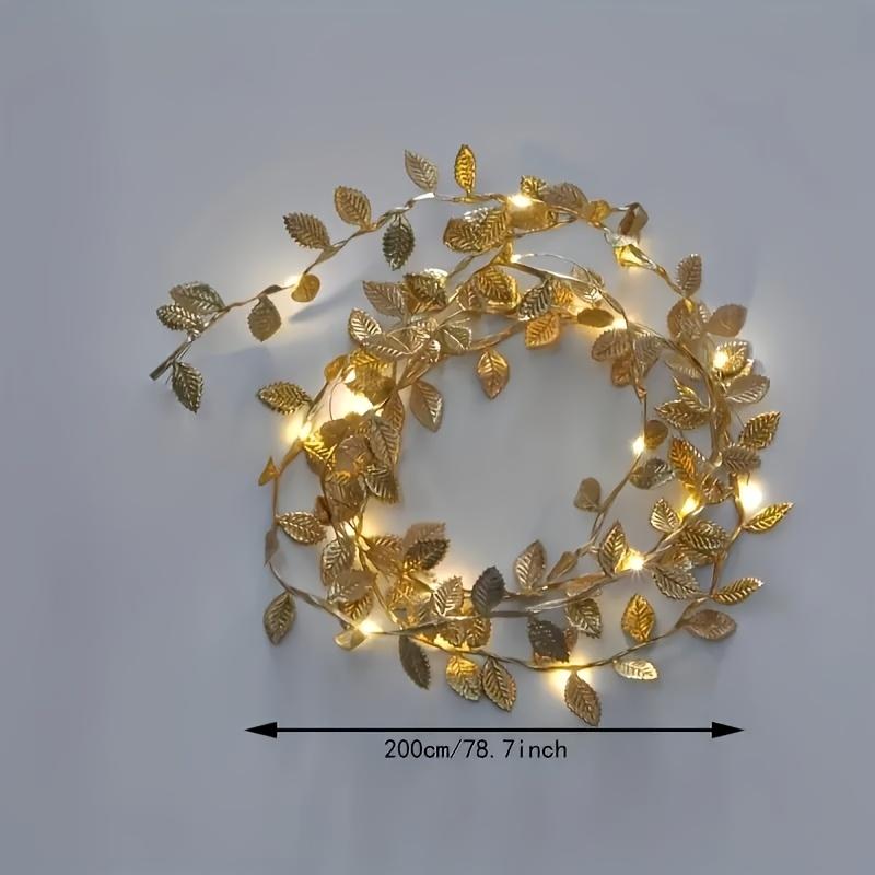 1 Stück 2M 20LED Goldene Winzige Blätter Lichterkette Batteriebetrieben LED Kupferdraht Lichterkette für Hochzeit Zuhause Party DIY Weihnachtsdeko